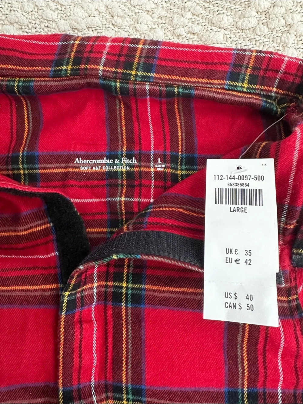 Abercrombie & Fitch NWT Dog Shirt Red Plaid Holiday Pet Apparel Size L